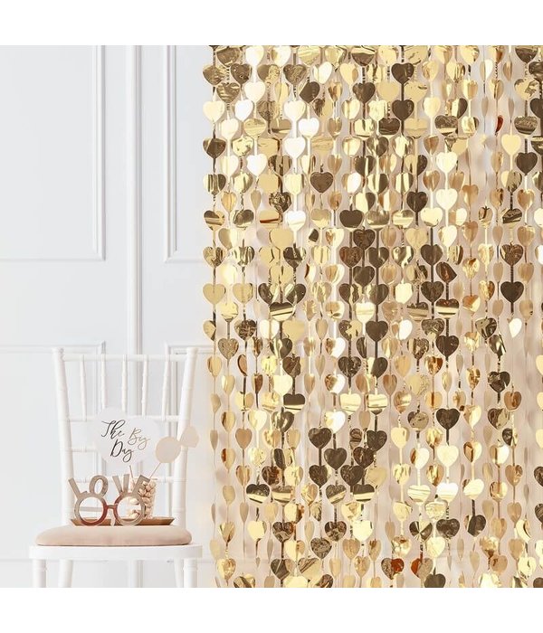 Decoratie Gordijn Gouden Hartjes