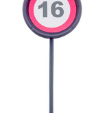 12 herbruikbare coctailprikkers verkeersbord 16 jaar
