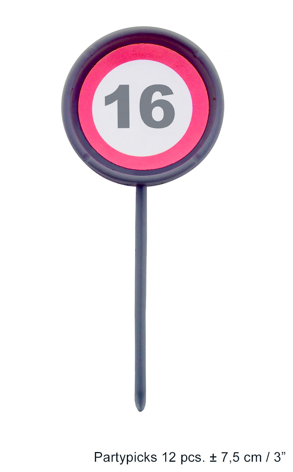 12 herbruikbare coctailprikkers verkeersbord 16 jaar afbeelding