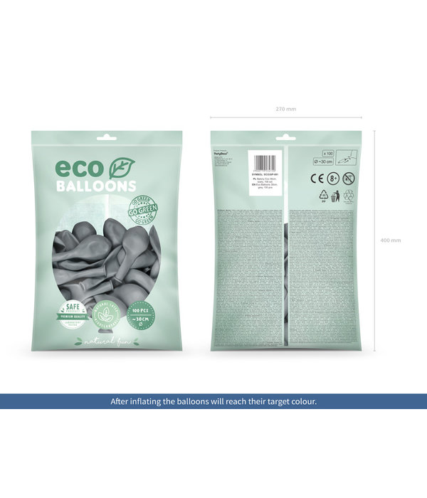 Pastel Zilvergrijze Ballonnen Premium Organic (100st)