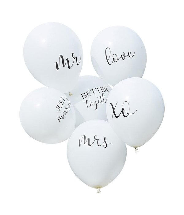 Bruiloft Ballonnen Set Wit (6st)