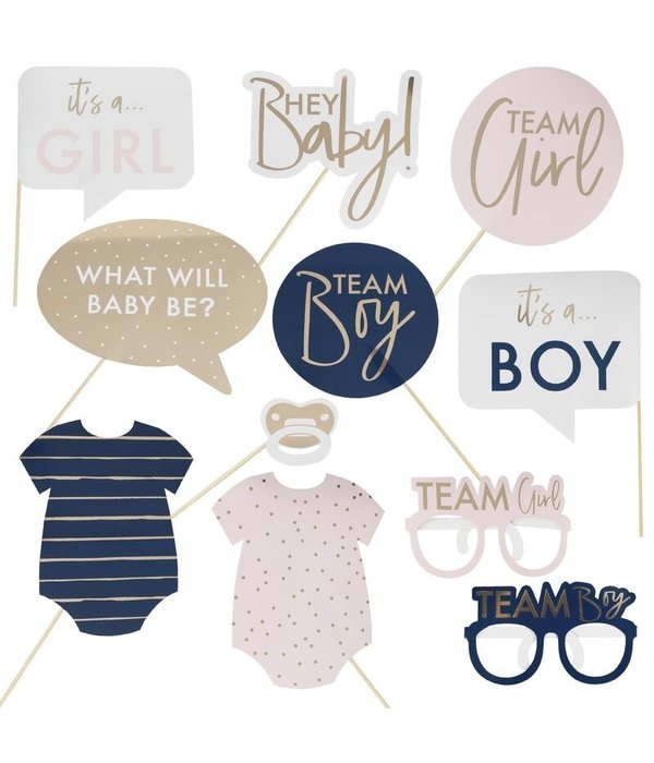 Gender Reveal Photo Booth Props (10st)