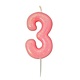 Nummerkaars '3' Glitter Roze