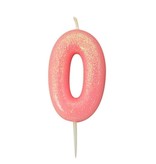Nummerkaars '0' Glitter Roze