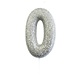 Nummerkaars '0' Glitter Zilver