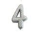 Nummerkaars '4' Glitter Zilver
