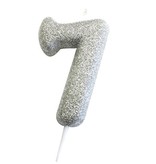 Nummerkaars '7' Glitter Zilver