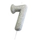 Nummerkaars '7' Glitter Zilver