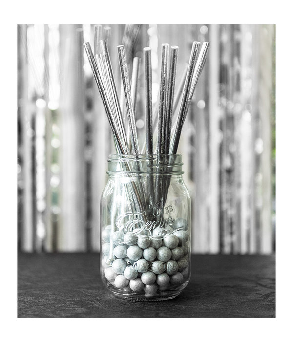 Papieren Rietjes Zilver - 20 Stuks