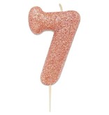 Nummerkaars '7' Glitter Roségoud