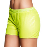 Hotpants pailletten neon geel