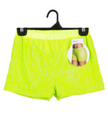 Hotpants pailletten neon geel