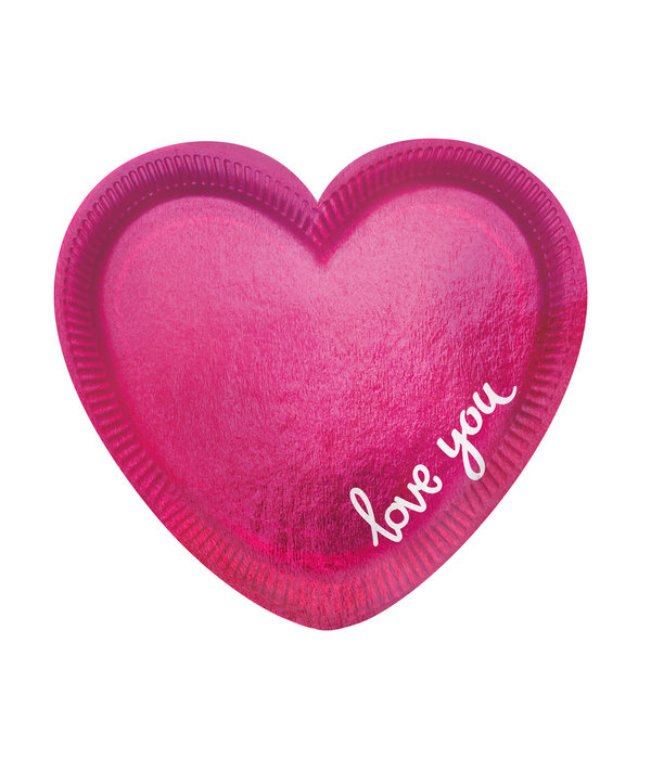 Feestbordjes 'Love You' Roze (6st)