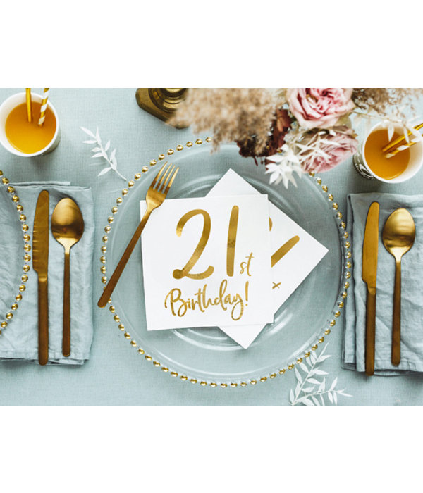 Servetten 21th Birthday Goud (20st)