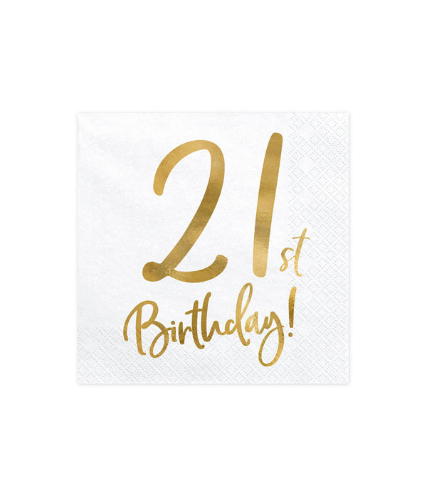 Servetten 21th Birthday Goud (20st)