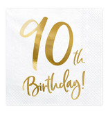 Servetten 90th Birthday Goud (20st)