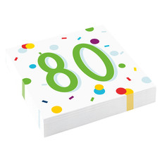 Feestservetten 80 Jaar Confetti (20st)