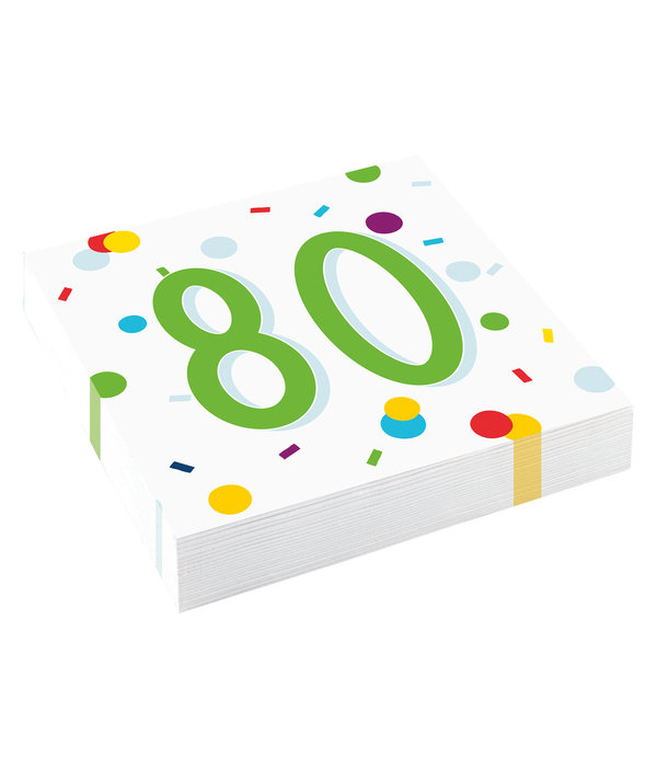 Feestservetten 80 Jaar Confetti (20st)