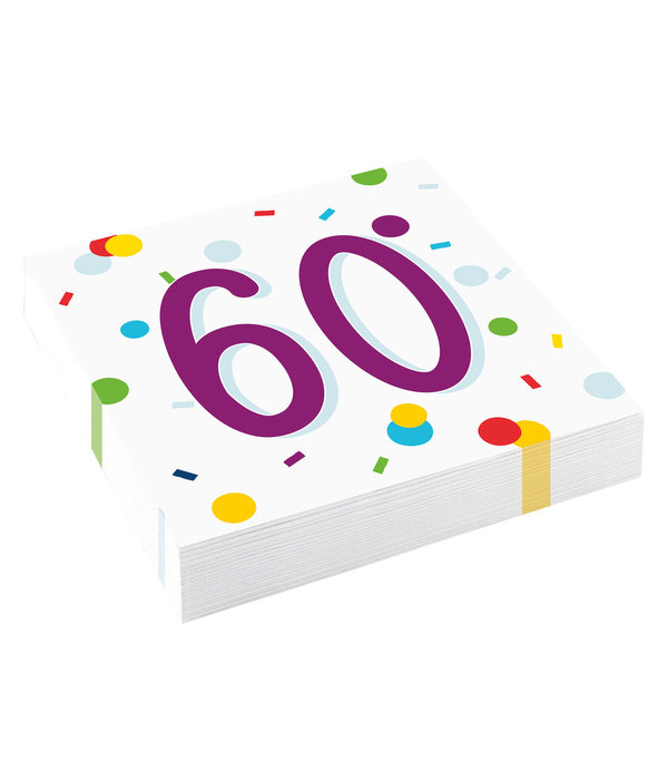 Feestservetten 60 Jaar Confetti (20st)