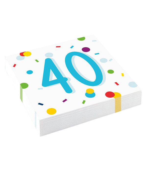 Feestservetten 40 Jaar Confetti (20st)