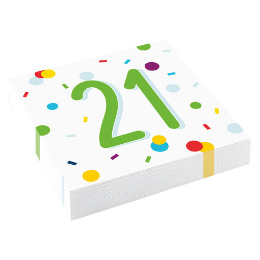 Feestservetten 21 Jaar Confetti (20st)