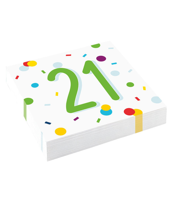 Feestservetten 21 Jaar Confetti (20st)