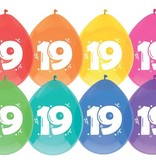 Ballonnen 19 Jaar Mix Kleuren (8st)