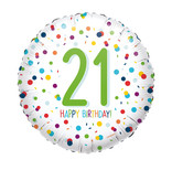 Folieballon 21 Jaar Confetti Print - 45cm