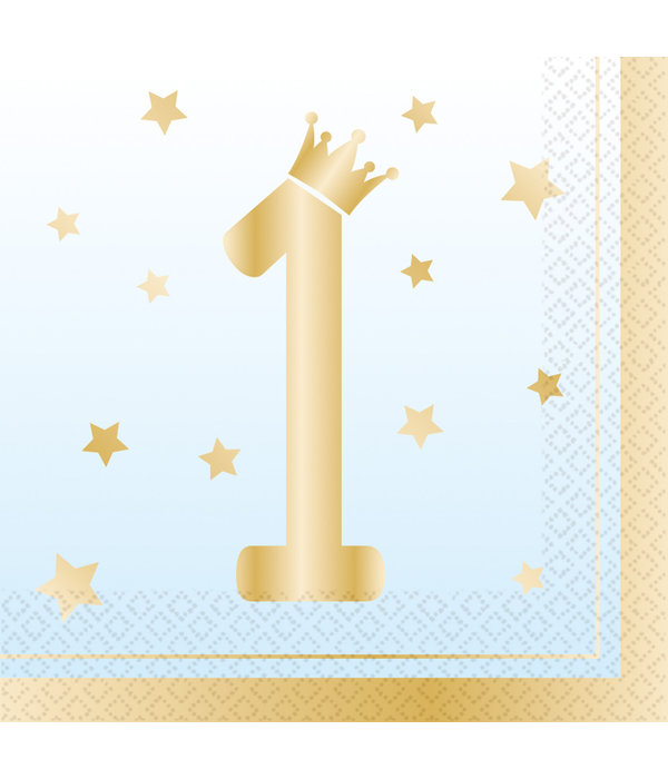 Blauwe Servetten Verjaardag 1 Jaar Sterretjes (16st)