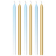 Taartkaarsjes Blauw/Goud - 6 Stuks