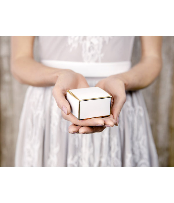 Geschenkdoosjes chique wit met gouden randen (10st)