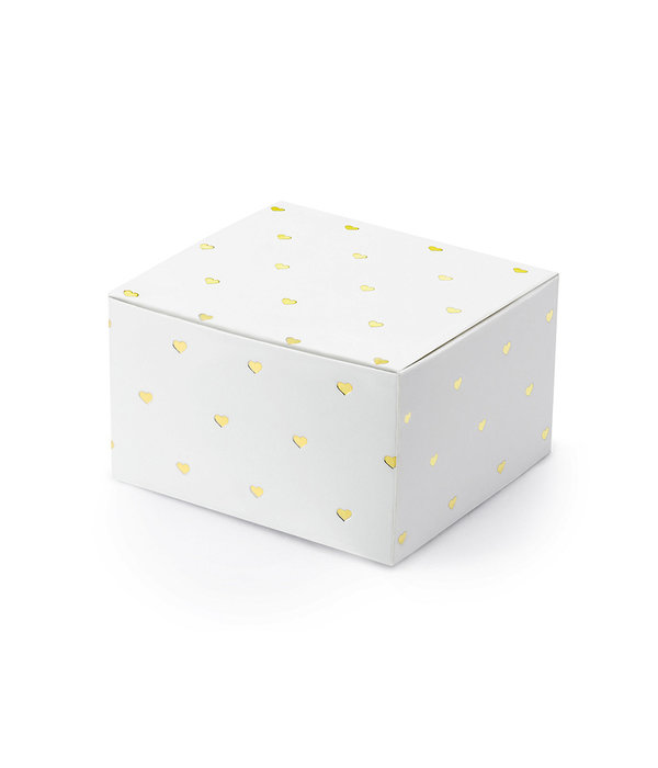 Geschenkdoosjes wit met gouden hartjes (10st)