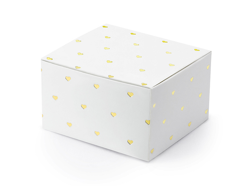 Geschenkdoosjes wit met gouden hartjes (10st) afbeelding