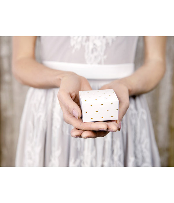 Geschenkdoosjes wit met gouden hartjes (10st)