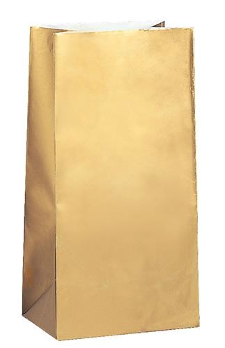 Papieren Gift Bags Goud Metallic (10st) afbeelding