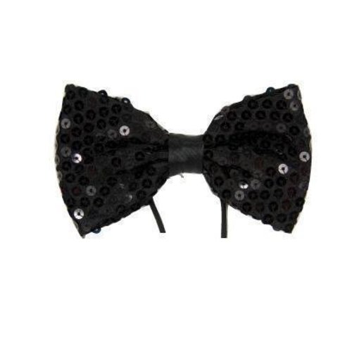 Pailletten strik zwart