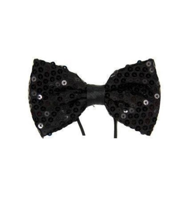 Pailletten strik zwart