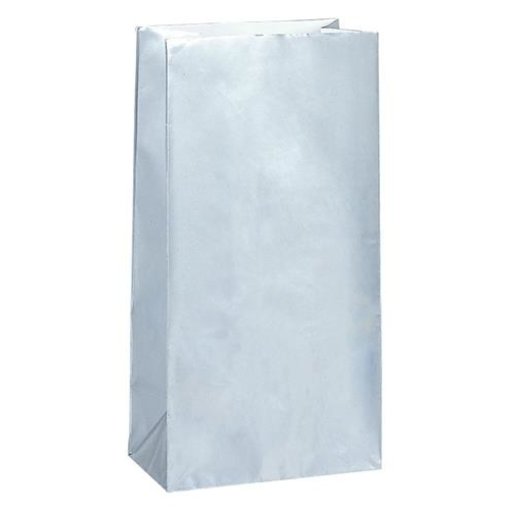 Papieren Gift Bags Zilver Metallic (10st)