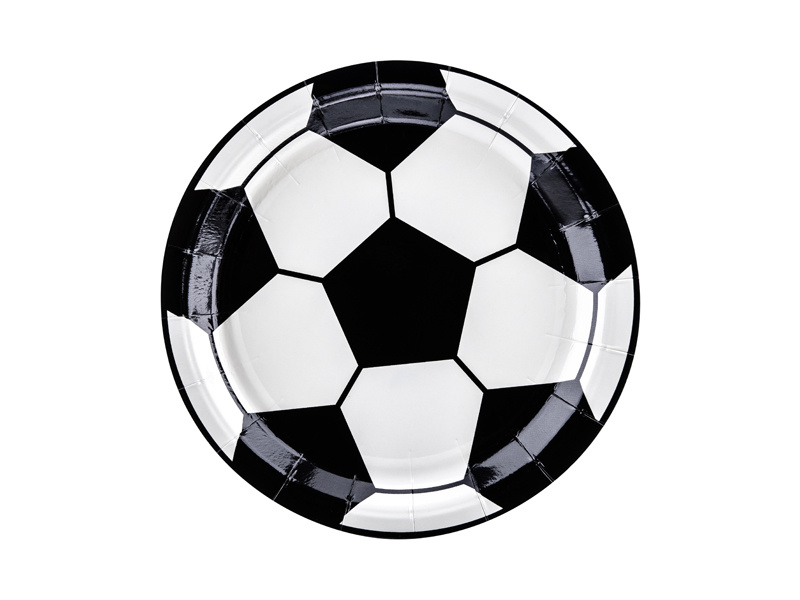 Kartonnen bordje 18cm voetbal, 6 stuks