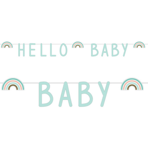 Letterslinger 'Hello Baby' Rainbow Mintgroen (1,4m)