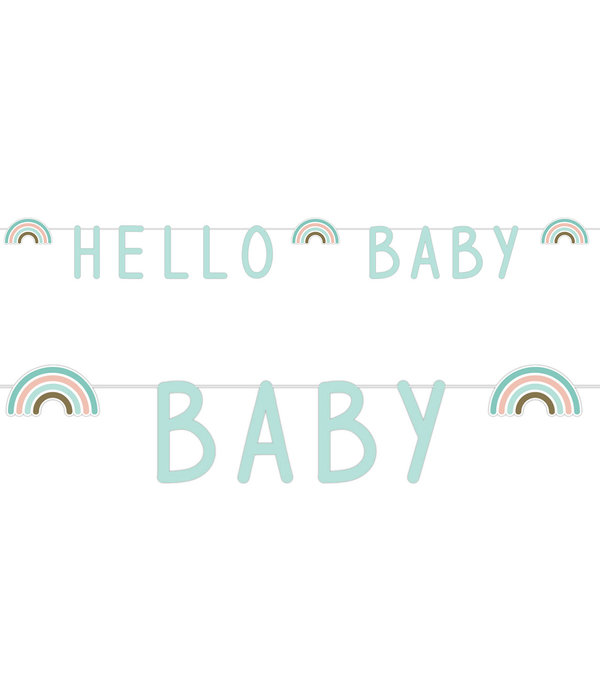 Letterslinger 'Hello Baby' Rainbow Mintgroen (1,4m)