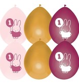 Ballonnen Verjaardag 1 Jaar Nijntje Roze/Goud (6st)
