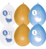 Ballonnen Verjaardag 1 Jaar Nijntje Blauw/Goud (6st)