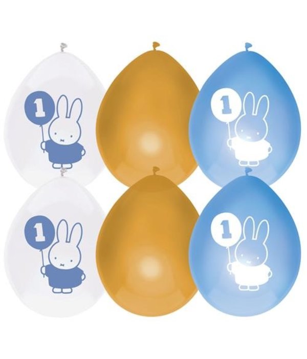 Ballonnen Verjaardag 1 Jaar Nijntje Blauw/Goud (6st)