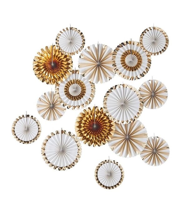 Paperfans Goudfolie-Wit Gold Glamour Backdrop set (15st)