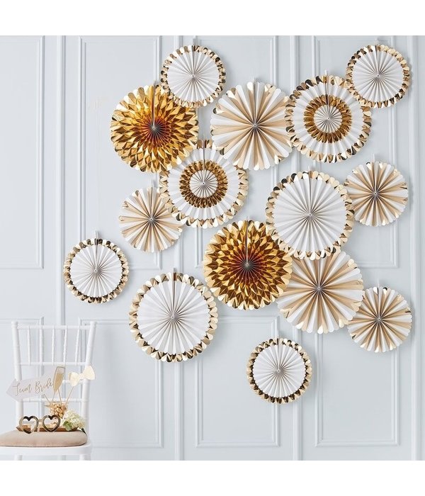 Paperfans Goudfolie-Wit Gold Glamour Backdrop set (15st)
