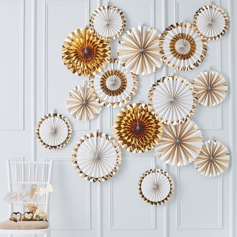 Paperfans Goudfolie-Wit Gold Glamour Backdrop set (15st) afbeelding