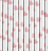 Papieren rietjes Lichtroze hartjes (10st)