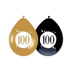 Ballonnen 100 jaar Festive Goud Zwart (6st)