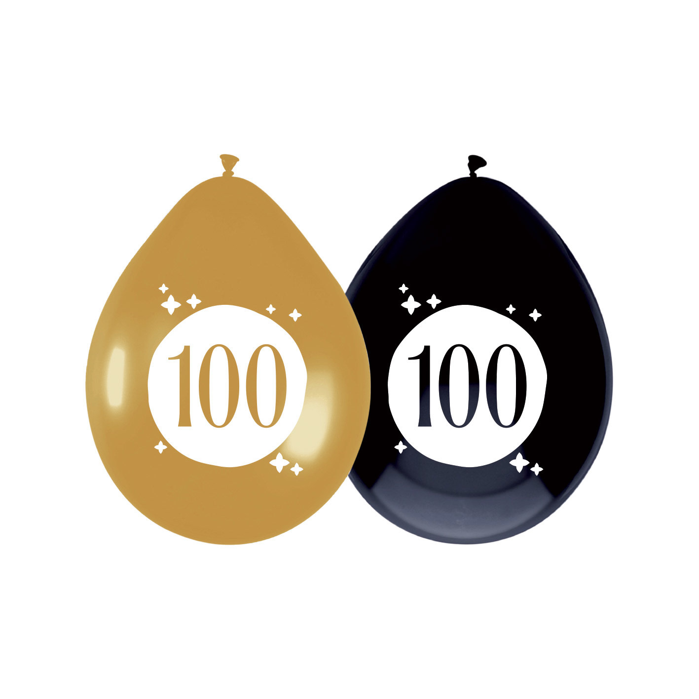 Ballonnen 100 jaar Festive Goud Zwart (6st) afbeelding
